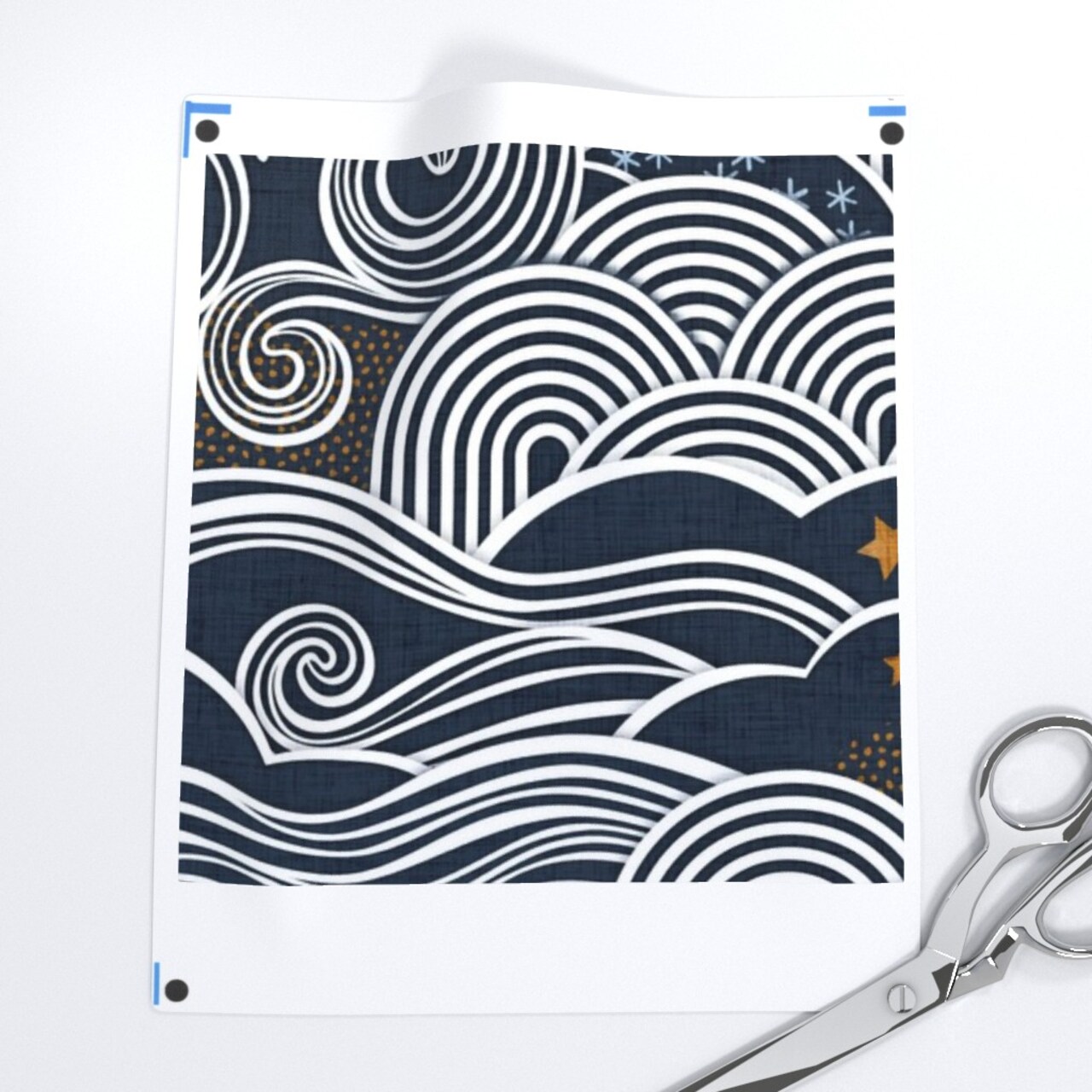 Night Sky Clouds Gold Stars Sky Blue Mustard Dark Navy Custom Removable Wallpaper by Spoonflower Peel & Stick Wallpaper 2FT Wide